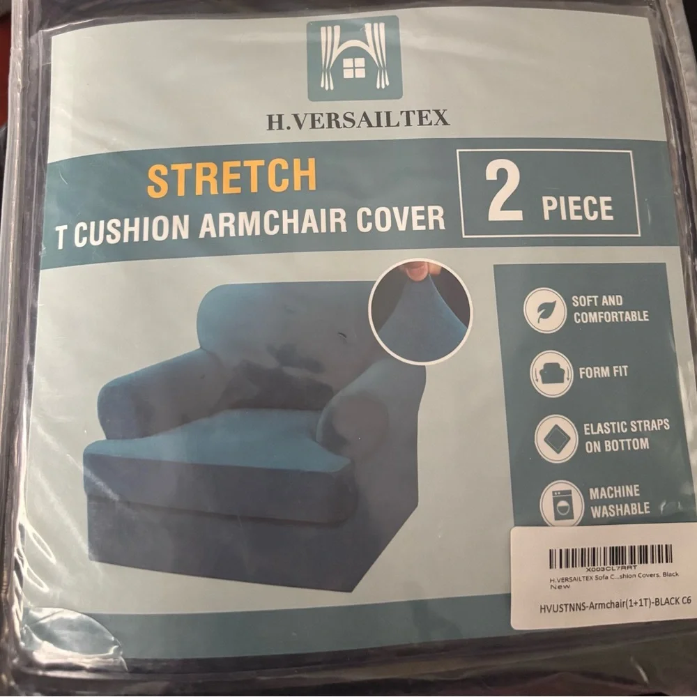 H Versail Tex T cushion Black Armchair Cover 2 piece
